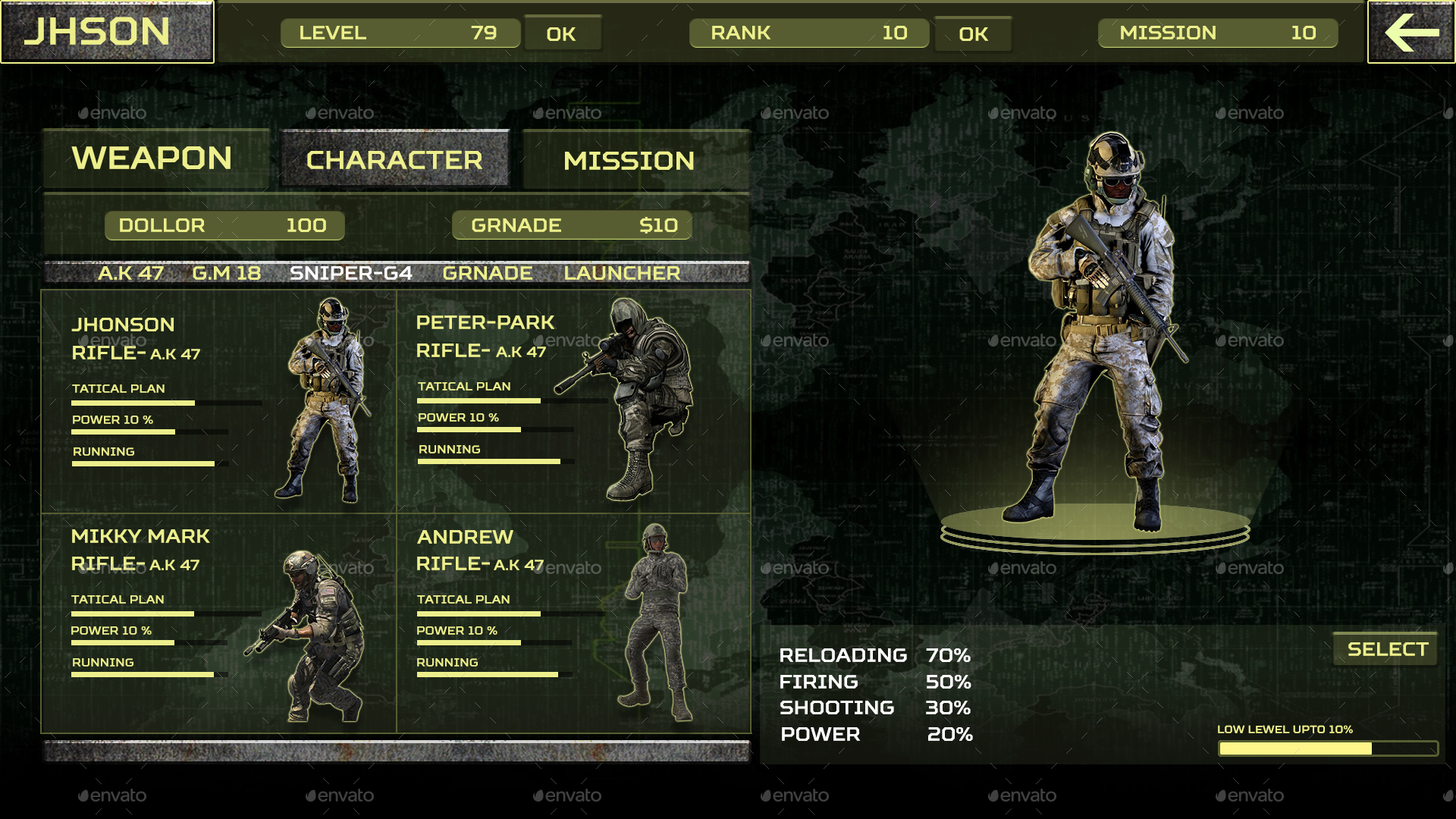 Infinite Warfare UI Kit Pack, Game Assets GraphicRiver